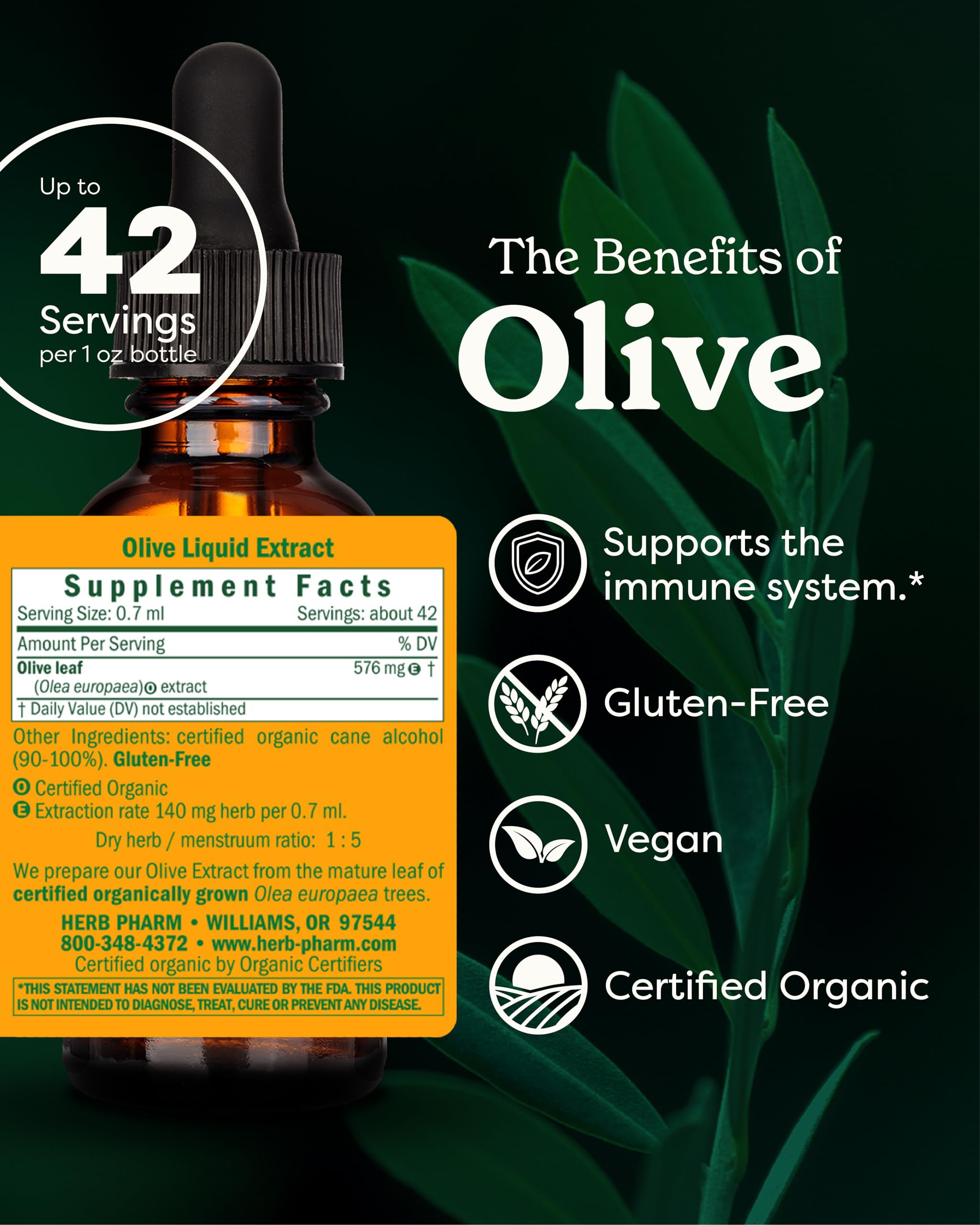Herb Pharm Olive Leaf Extract bottle with dropper
