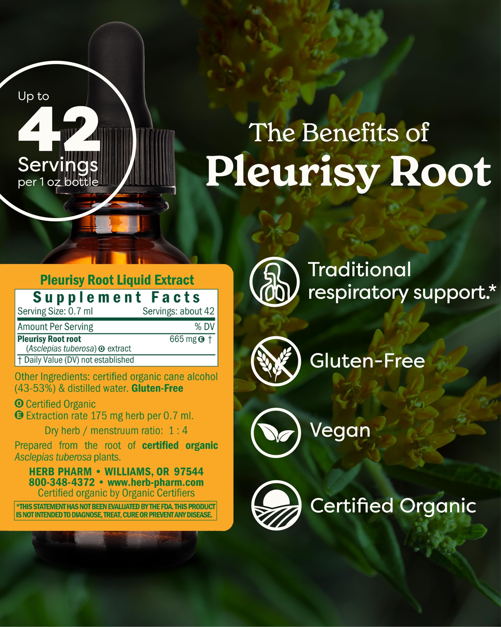 Herb Pharm Pleurisy Root Liquid Extract 28g bottle with label