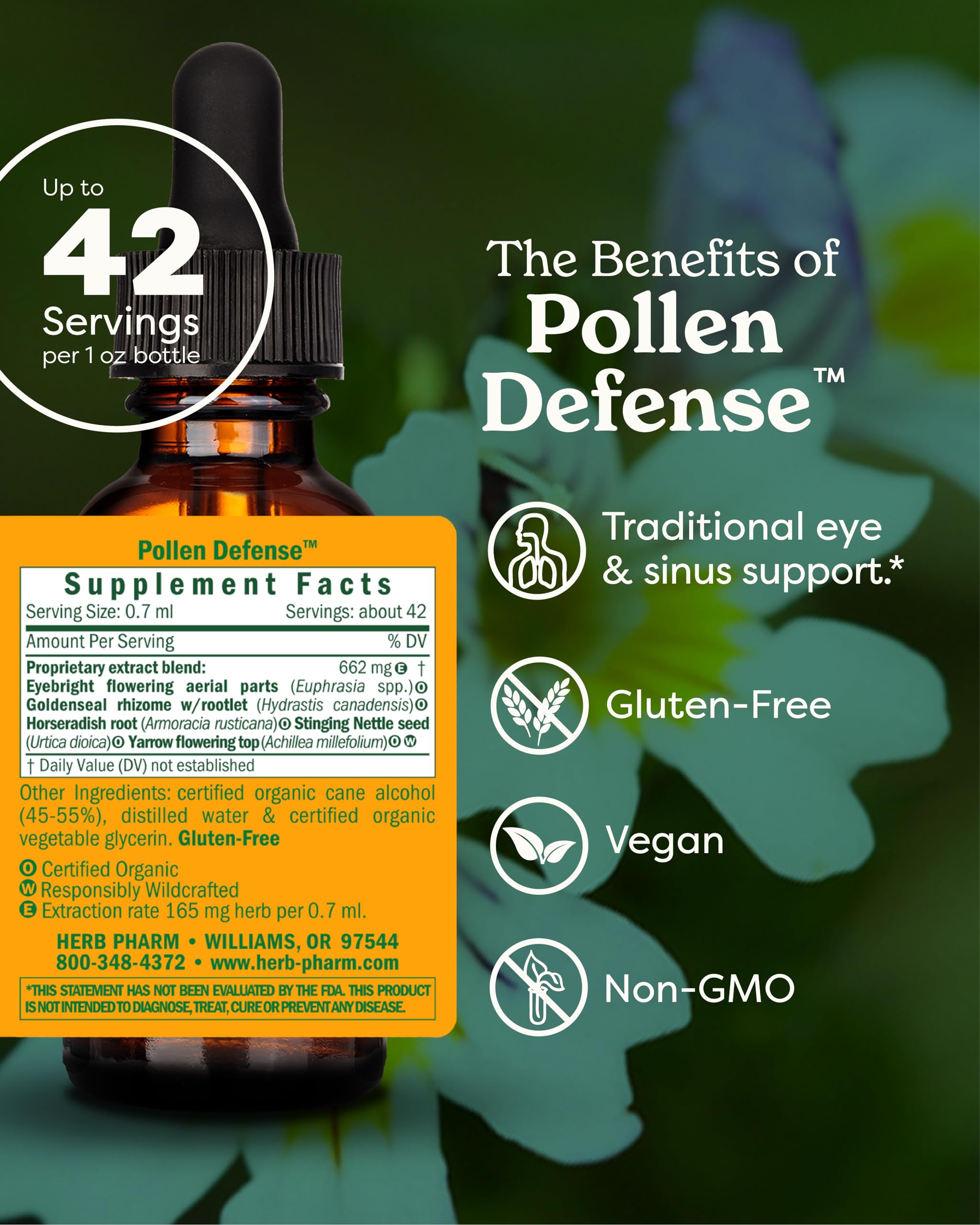 Herb Pharm Pollen Defense Herbal Supplement bottle with label