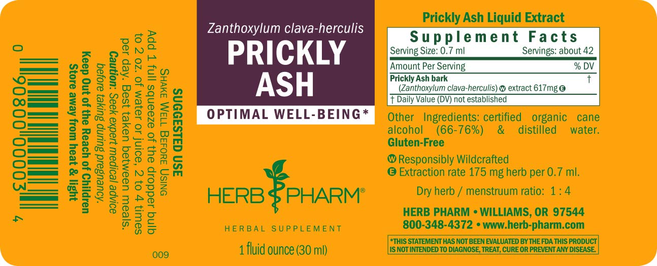 Herb Pharm Prickly Ash Extract 28g bottle with dropper