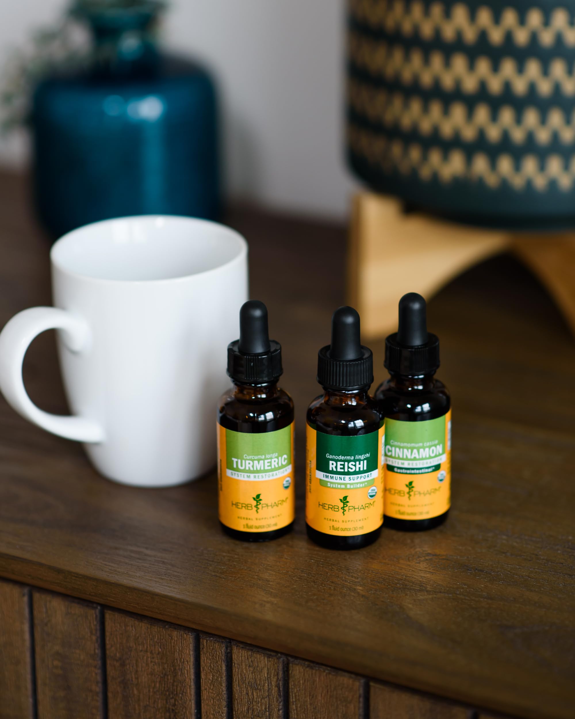 Herb Pharm Reishi Mushroom Liquid Extract on wooden table