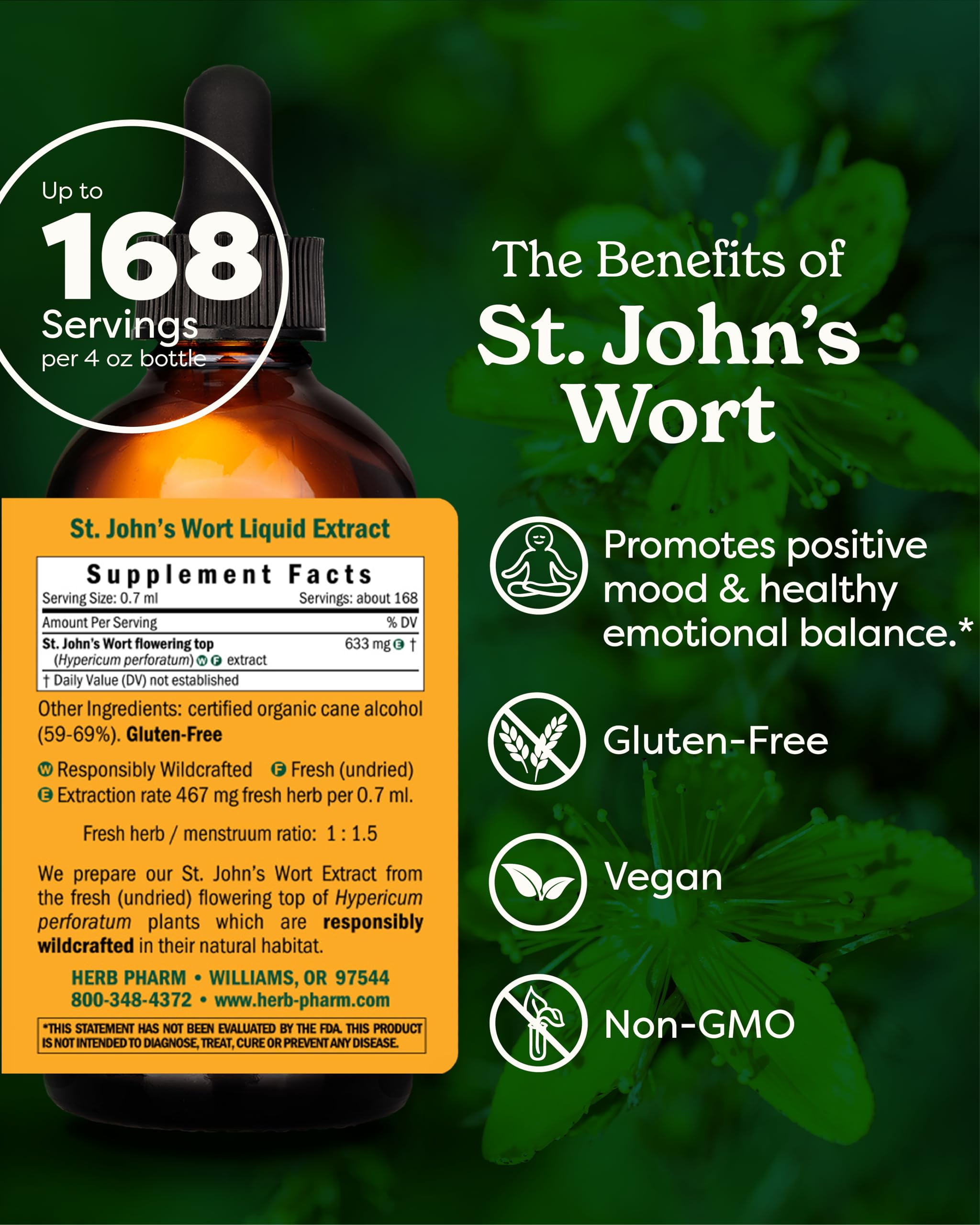 Herb Pharm St. John's Wort Liquid Extract 113g dropper bulb