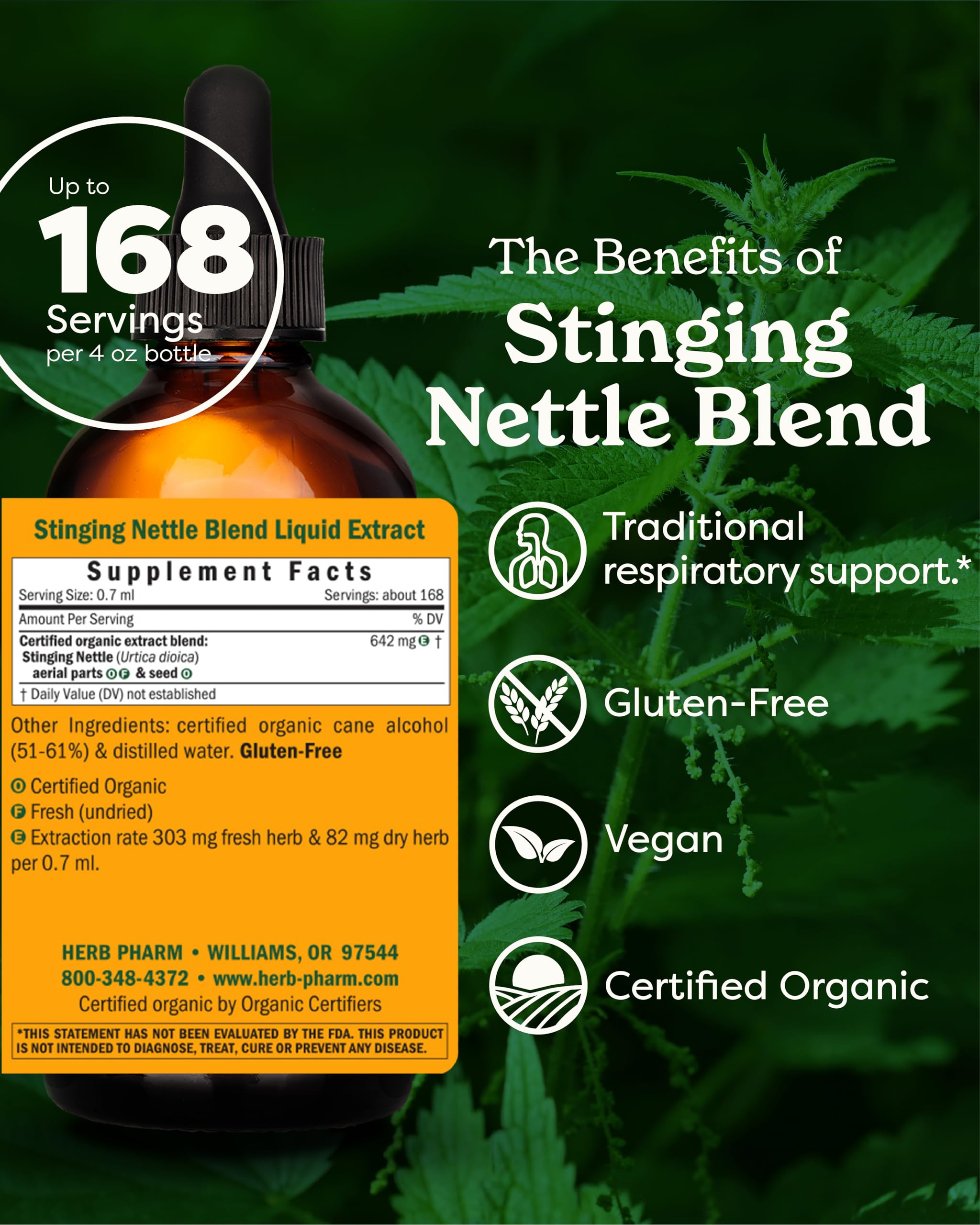 Herb Pharm Stinging Nettle Liquid Extract 113g ingredients list