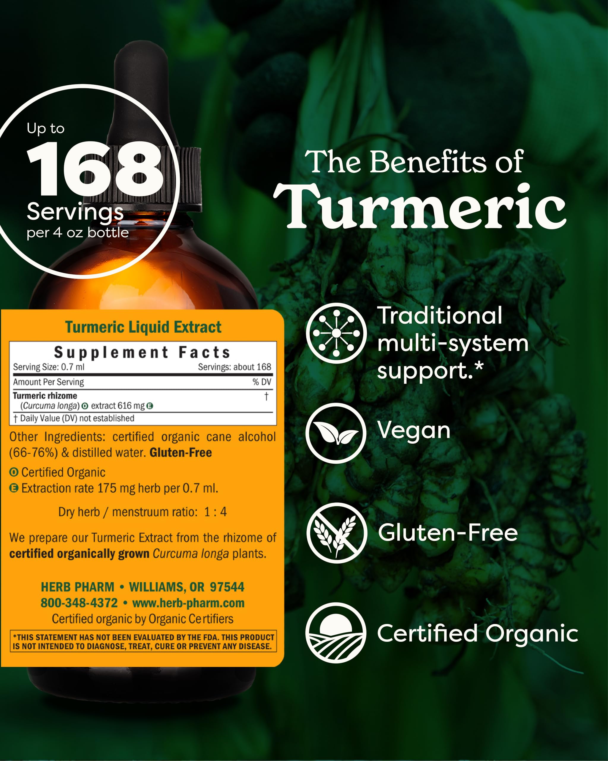 Herb Pharm Turmeric Liquid Extract 4 oz bottle with label