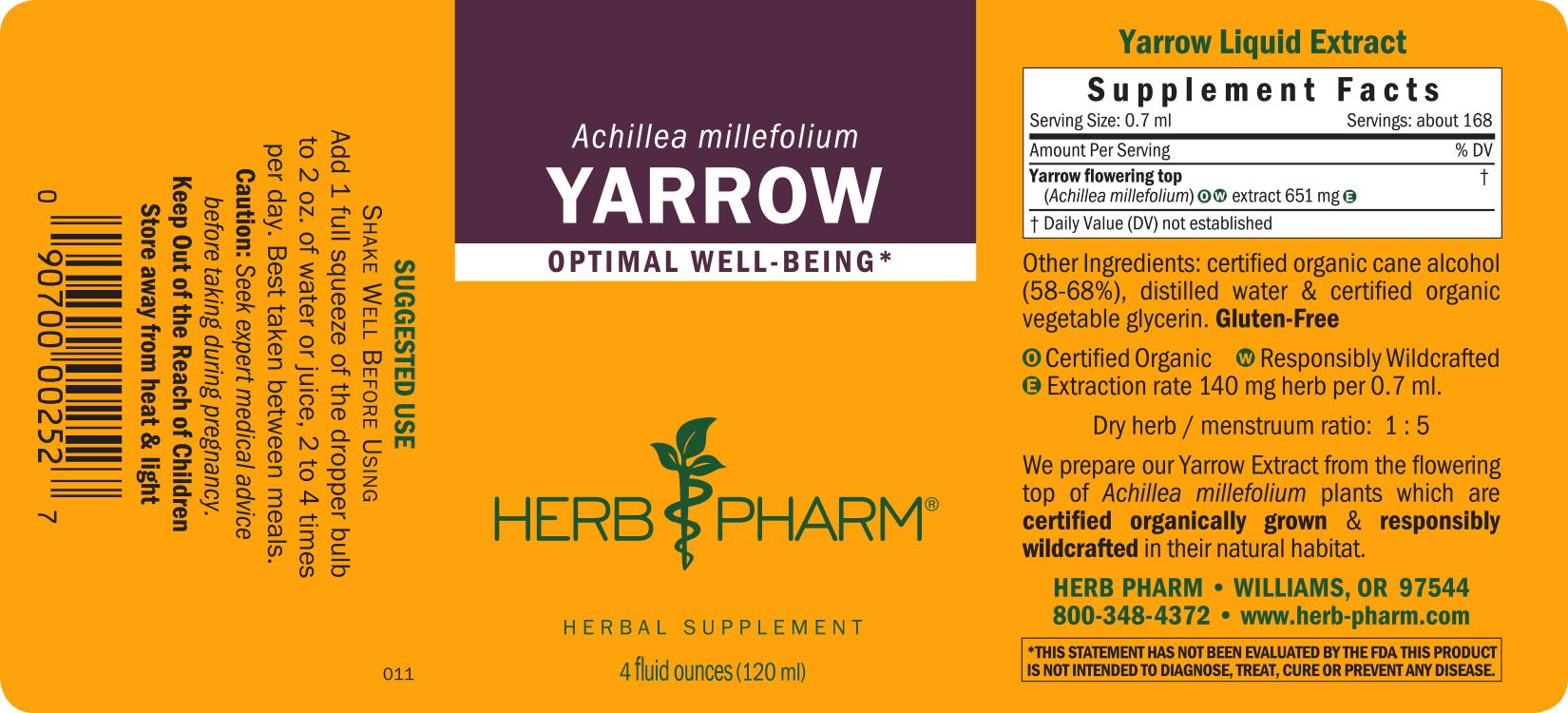 Herb Pharm Yarrow Extract 113g ingredients list
