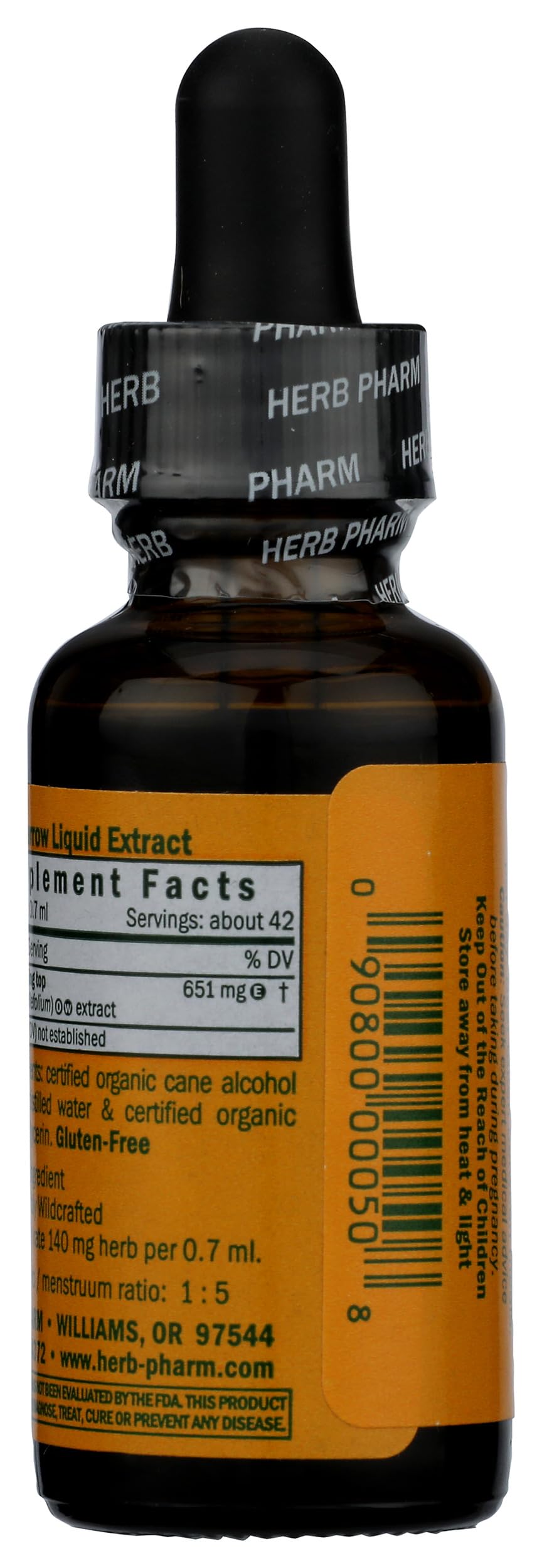 Herb Pharm Yarrow Extract 28g bottle back view