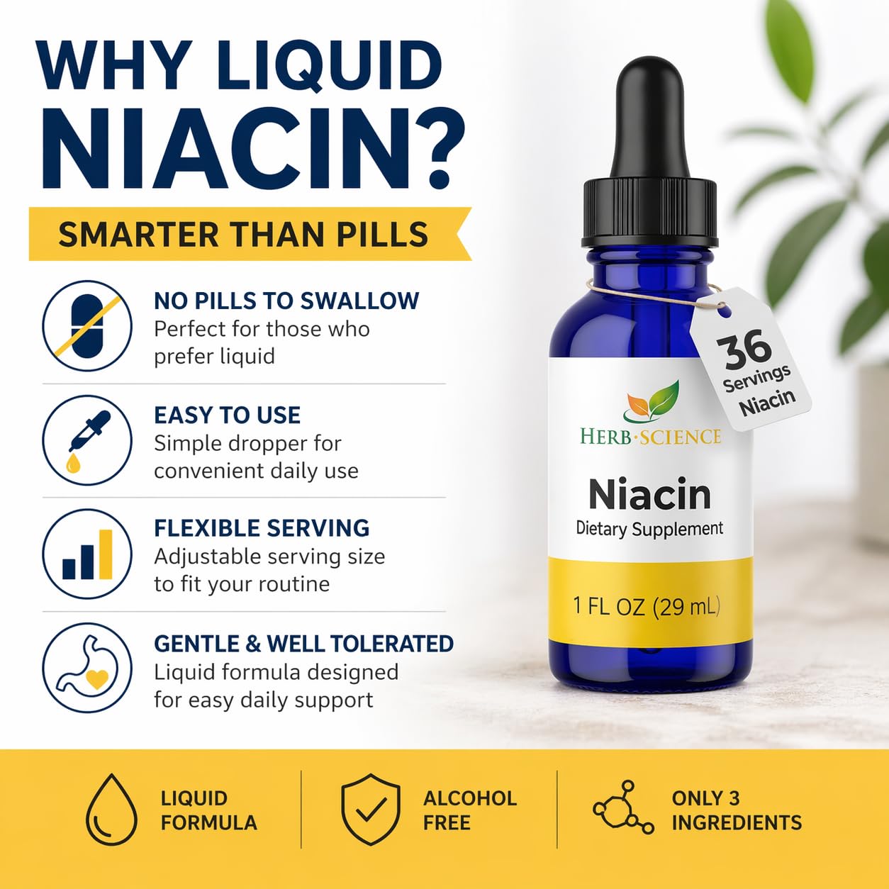 Herb-Science Liquid Vitamin B3 (Niacin) Drops dropper bottle