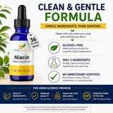 Herb-Science Liquid Vitamin B3 (Niacin) Drops on a wooden table