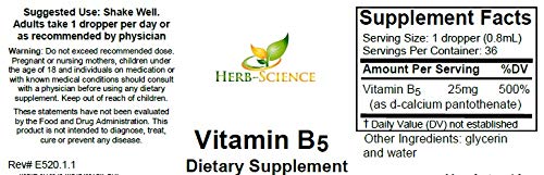Herb-Science Liquid Vitamin B5 Drops dropper close-up