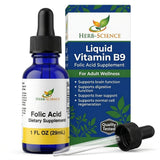 Herb-Science Liquid Vitamin B9 Folic Acid Supplement 1 fl. oz. front view