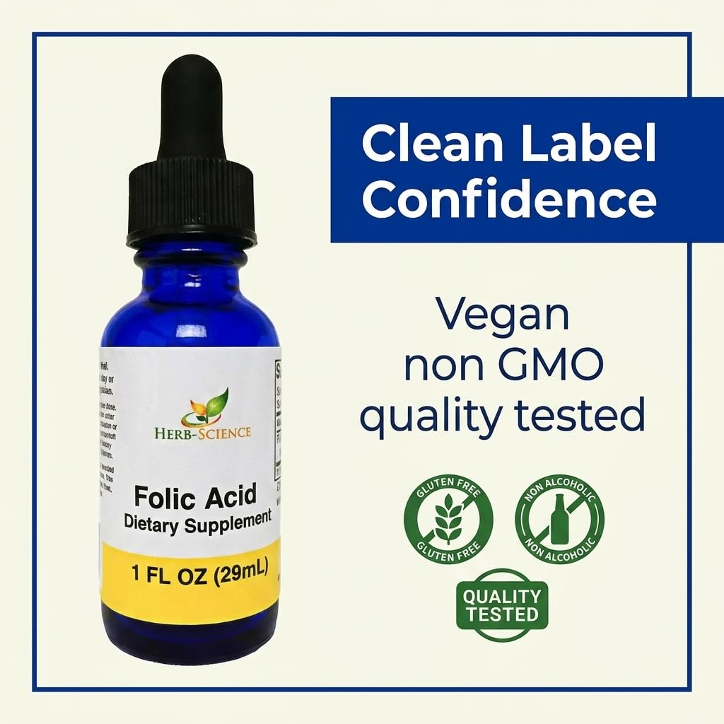 Herb-Science Liquid Vitamin B9 Folic Acid Supplement packaging