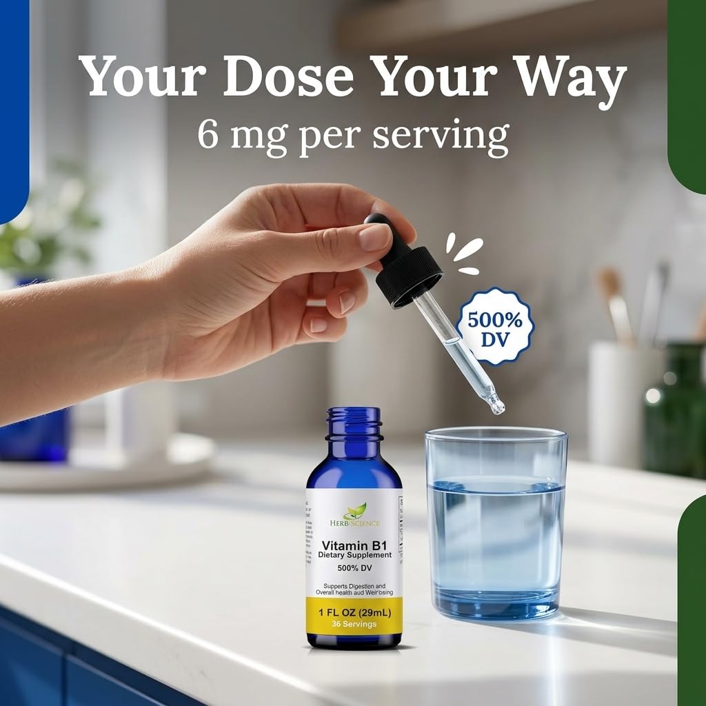 Herb-Science Vitamin B1 Liquid Drops back view with ingredient list