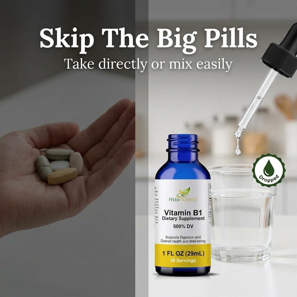 Herb-Science Vitamin B1 Liquid Drops dropper close-up