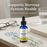 Herb-Science Vitamin B1 Liquid Drops with a glass of water