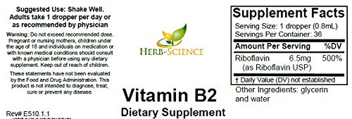 Herb-Science Vitamin B2 Riboflavin Liquid Drops on a kitchen counter