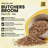 Herb To Body Butchers Broom Root 4oz packaging