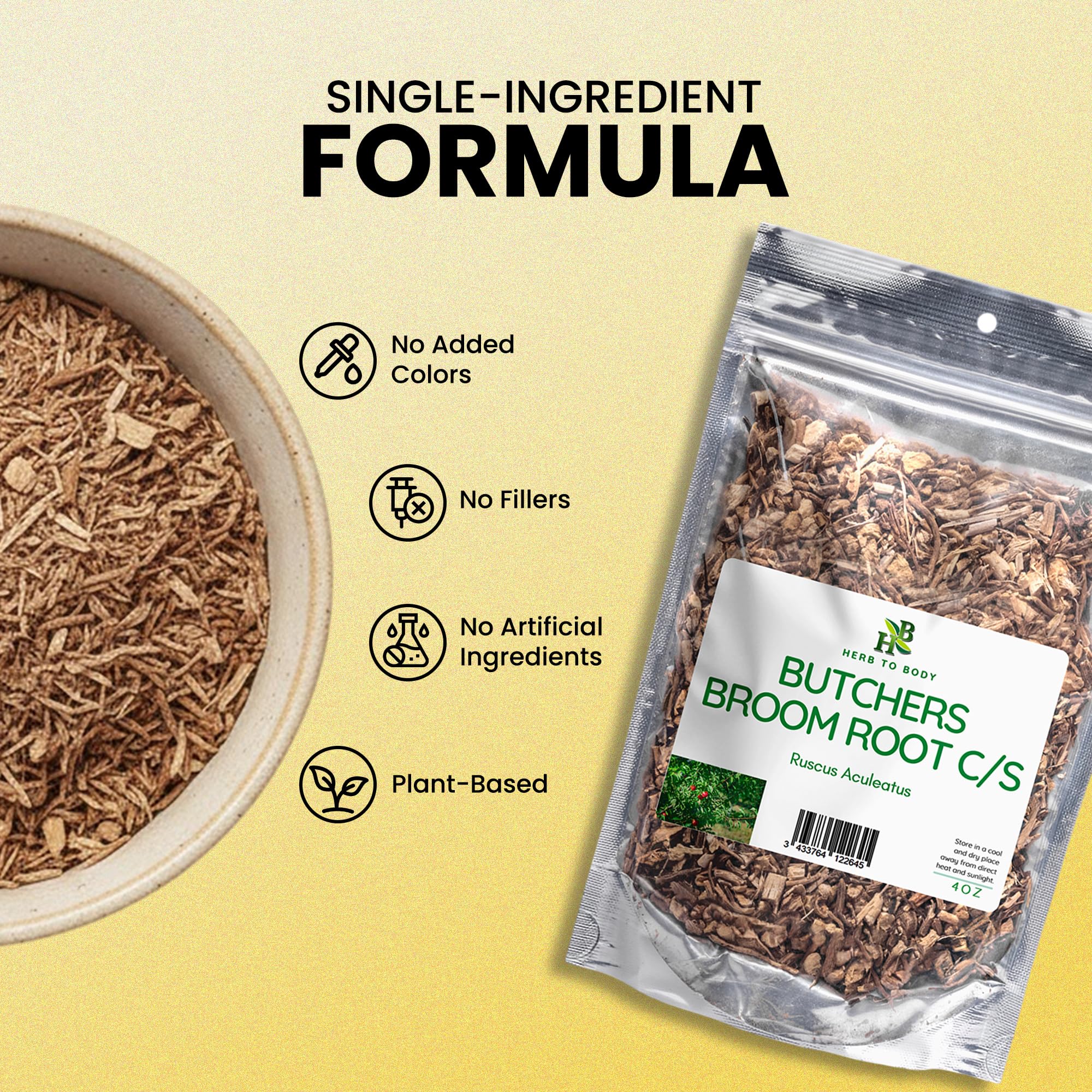 Herb To Body Butchers Broom Root resealable bag