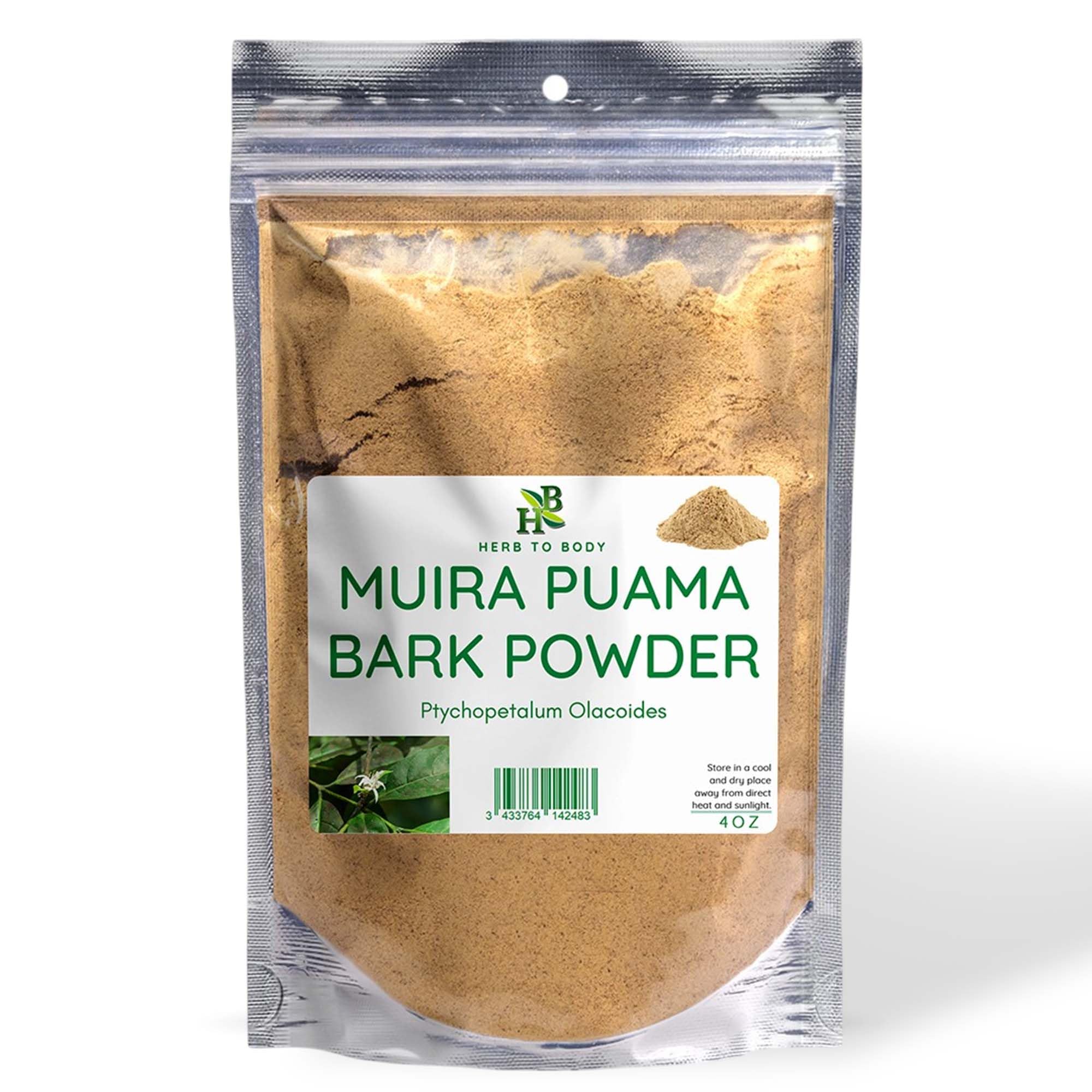 Herb To Body Muira Puama Bark Powder 4oz front view