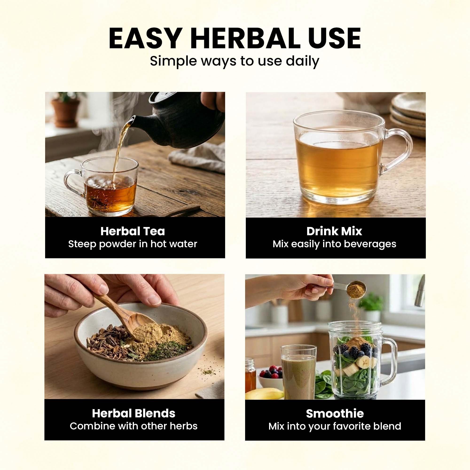 Herb To Body Muira Puama Bark Powder in a tea preparation