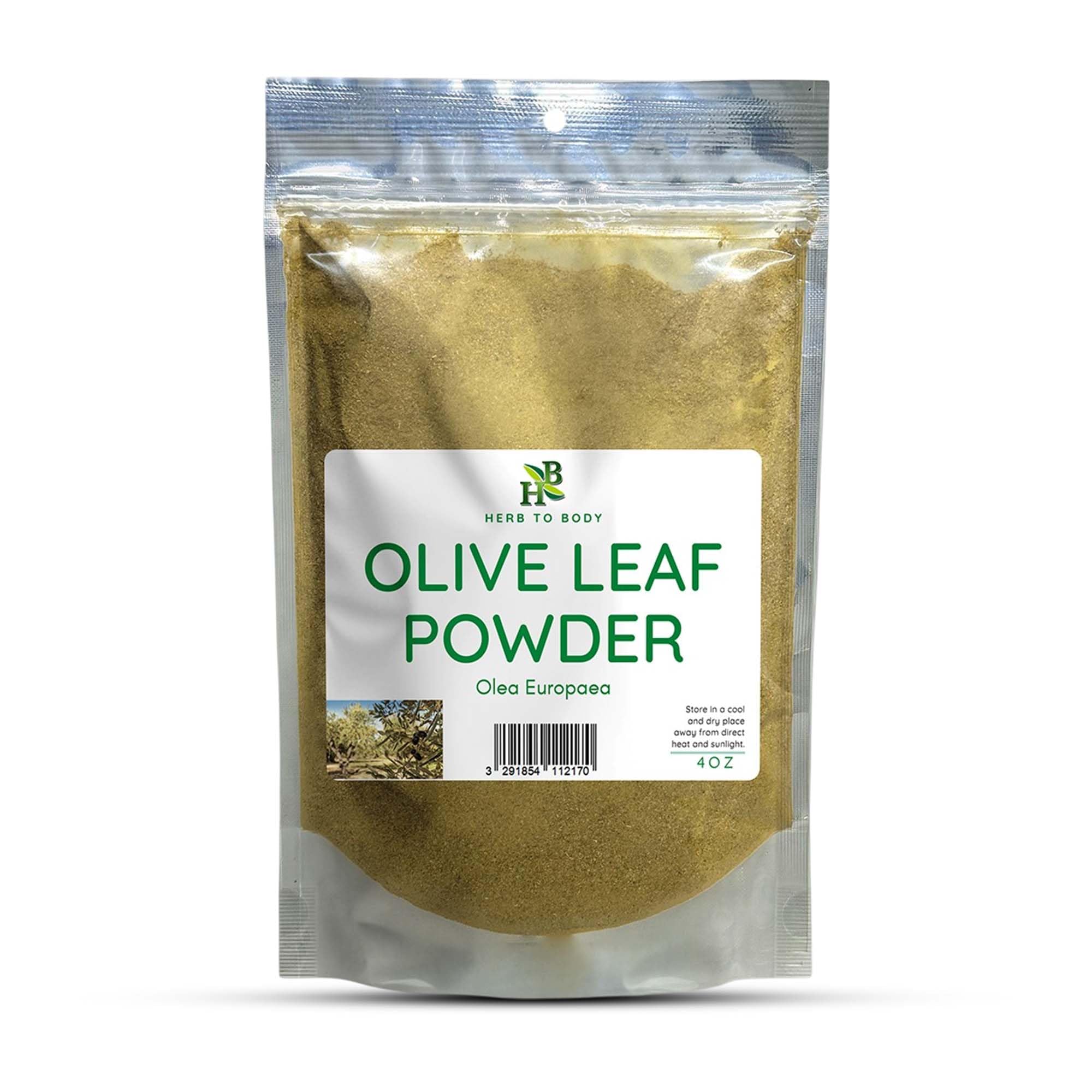 Herb To Body Olive Leaf Powder 120g front view with packaging
