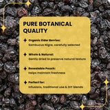 Herb To Body Organic Elderberry Dried Berries in a bowl