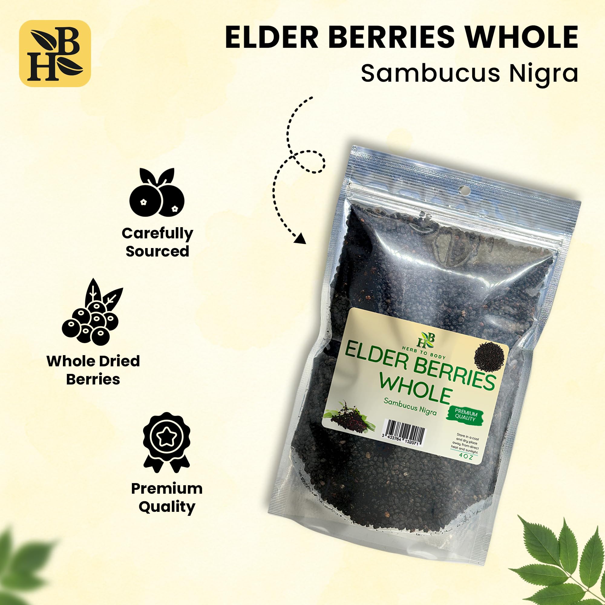 Herb To Body Organic Elderberry Dried Berries packaging