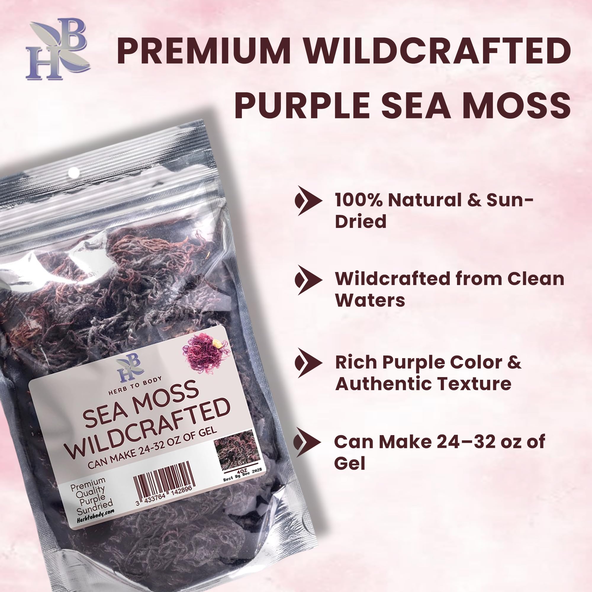 Herb To Body Purple Sea Moss dried texture