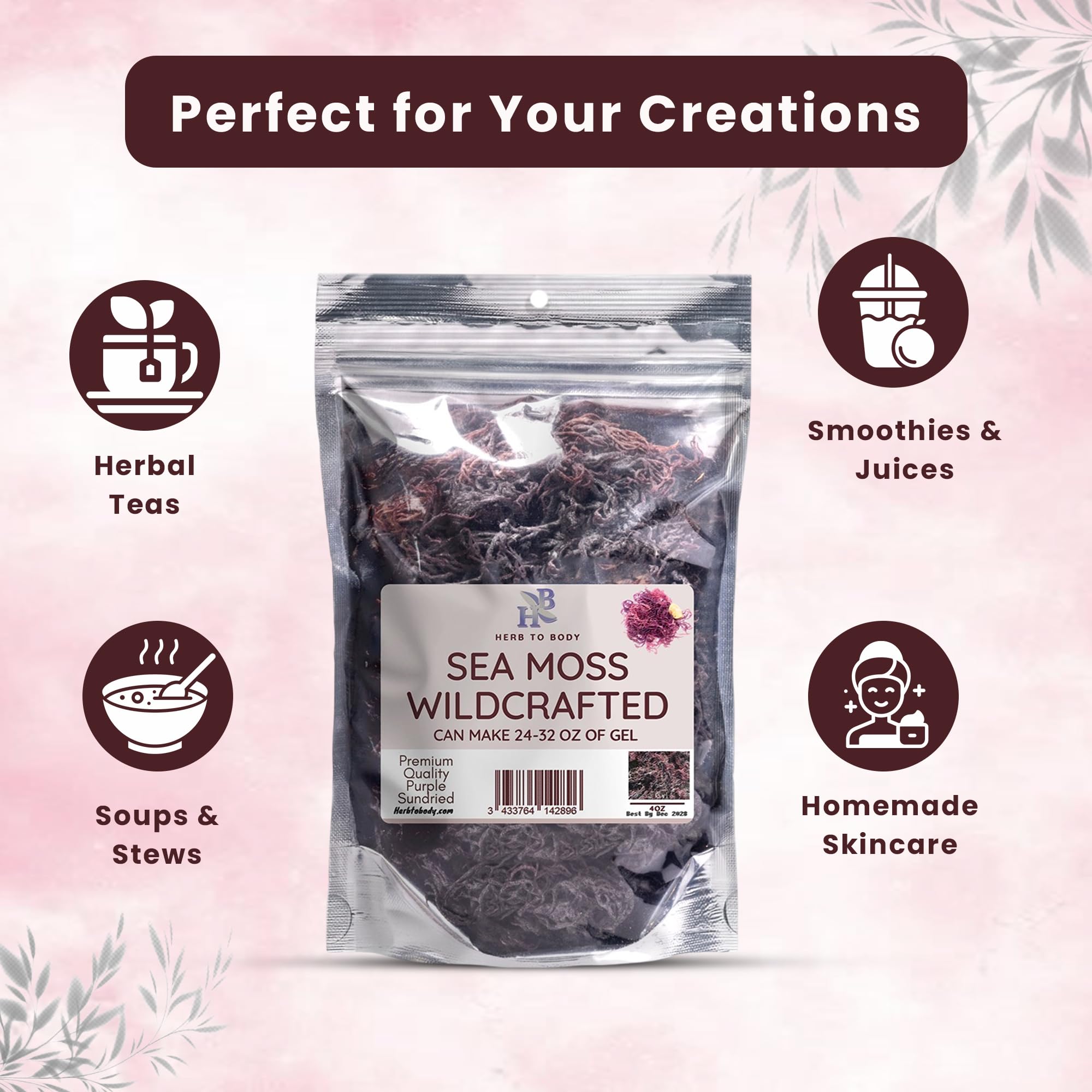 Herb To Body Purple Sea Moss packaging side view
