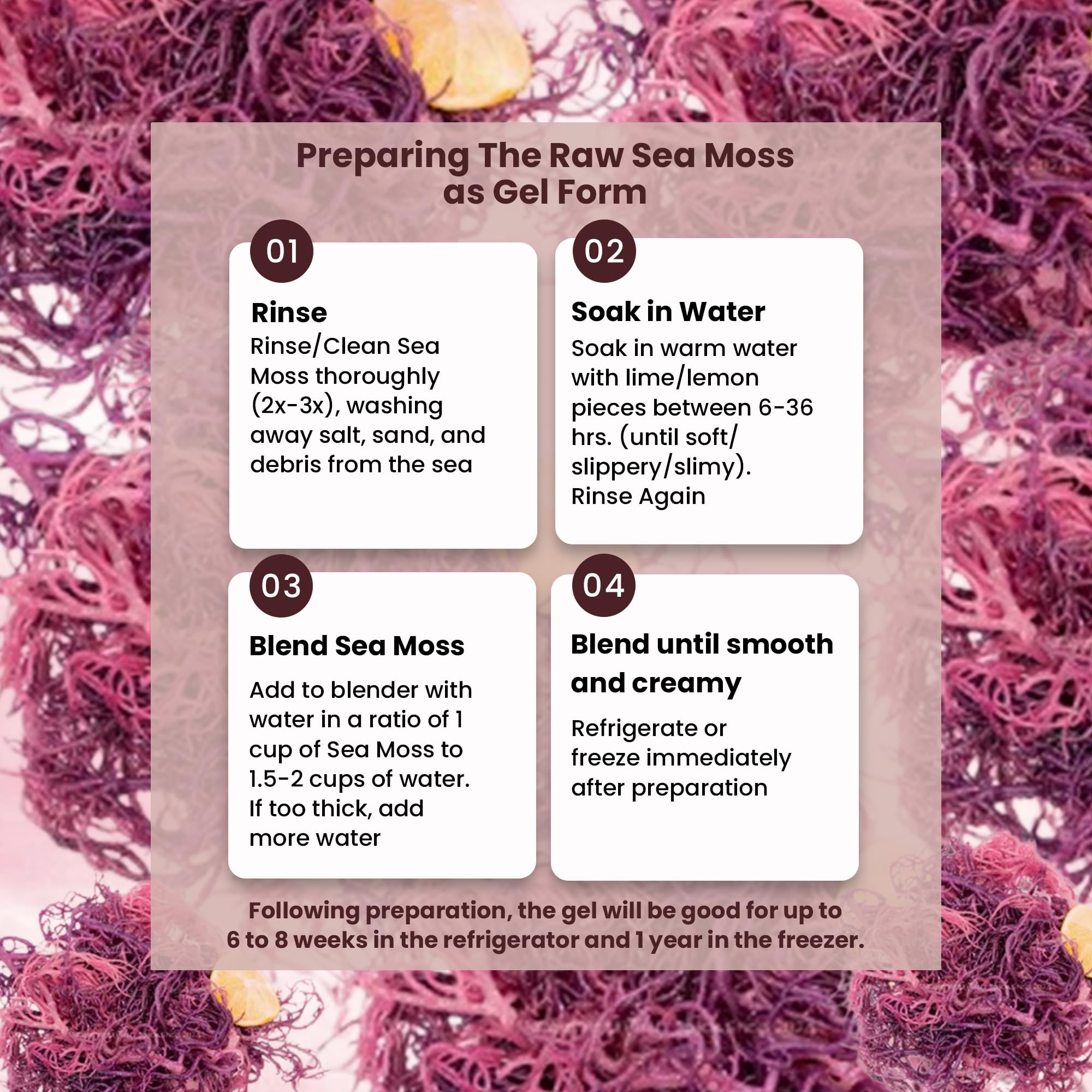 Herb To Body Purple Sea Moss raw product close-up