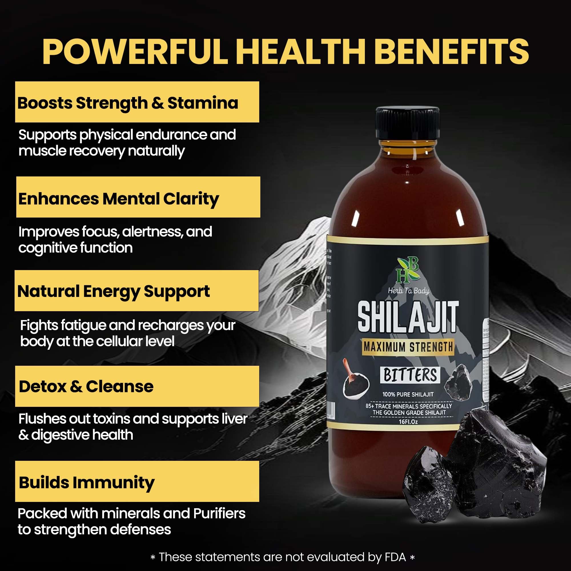 Herb To Body Shilajit Liquid Drops 454g in a glass of water