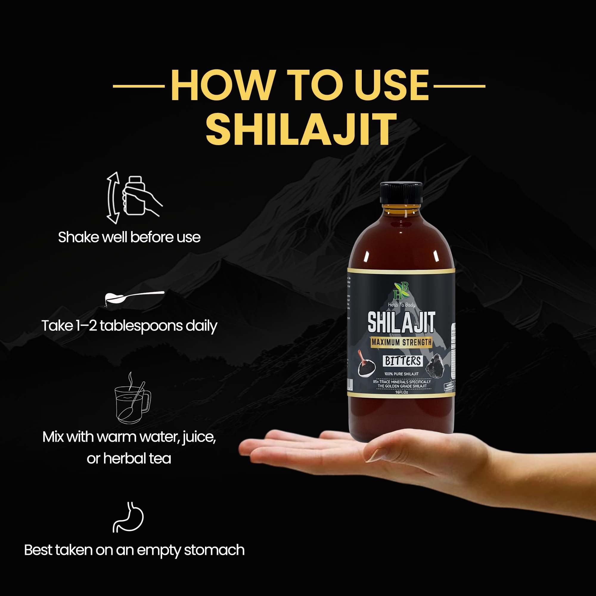 Herb To Body Shilajit Liquid Drops 454g ingredients list