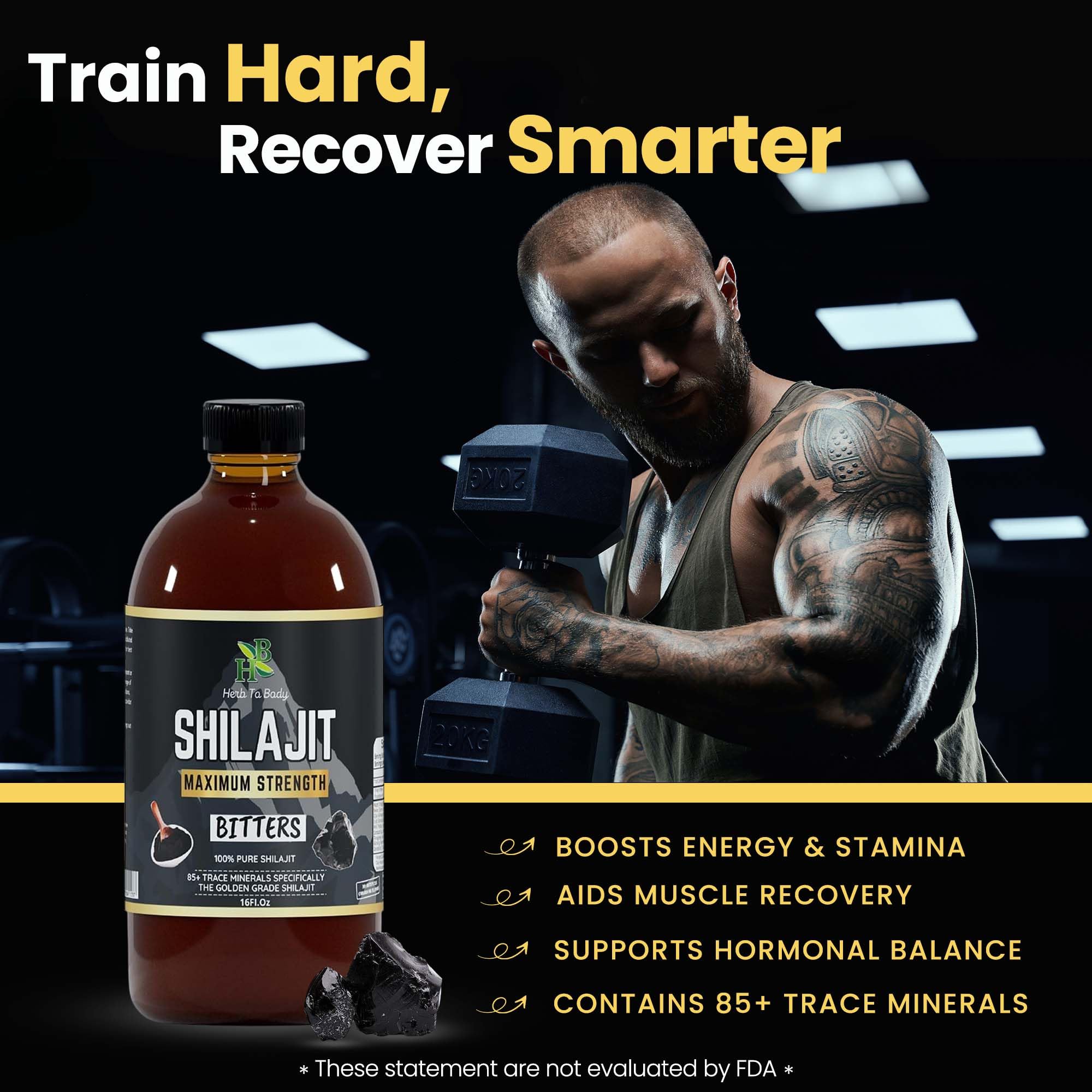 Herb To Body Shilajit Liquid Drops 454g with measuring dropper