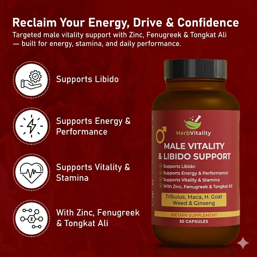 Herb Vitality Horny Goat Weed Supplement back view showing ingredients