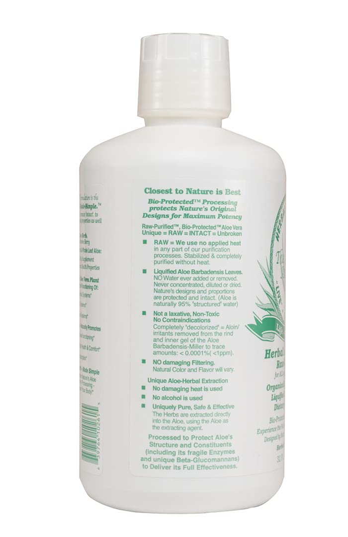 HERBAL ANSWERS Aloe Vera Liquid Supplement bottle back view