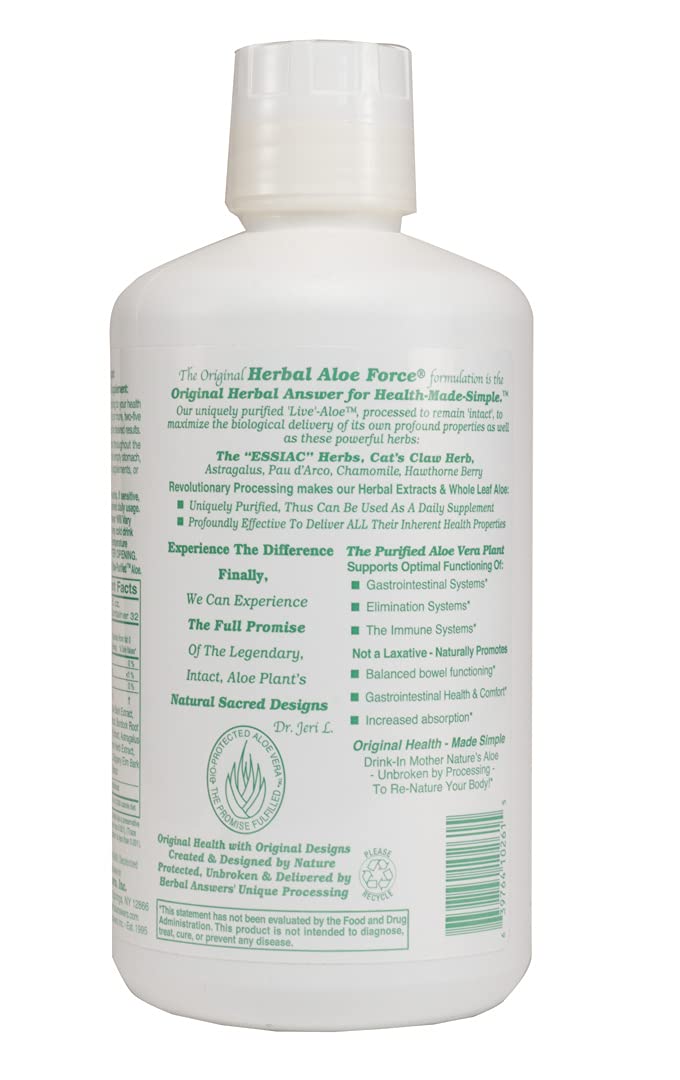 HERBAL ANSWERS Aloe Vera Liquid Supplement bottle side view