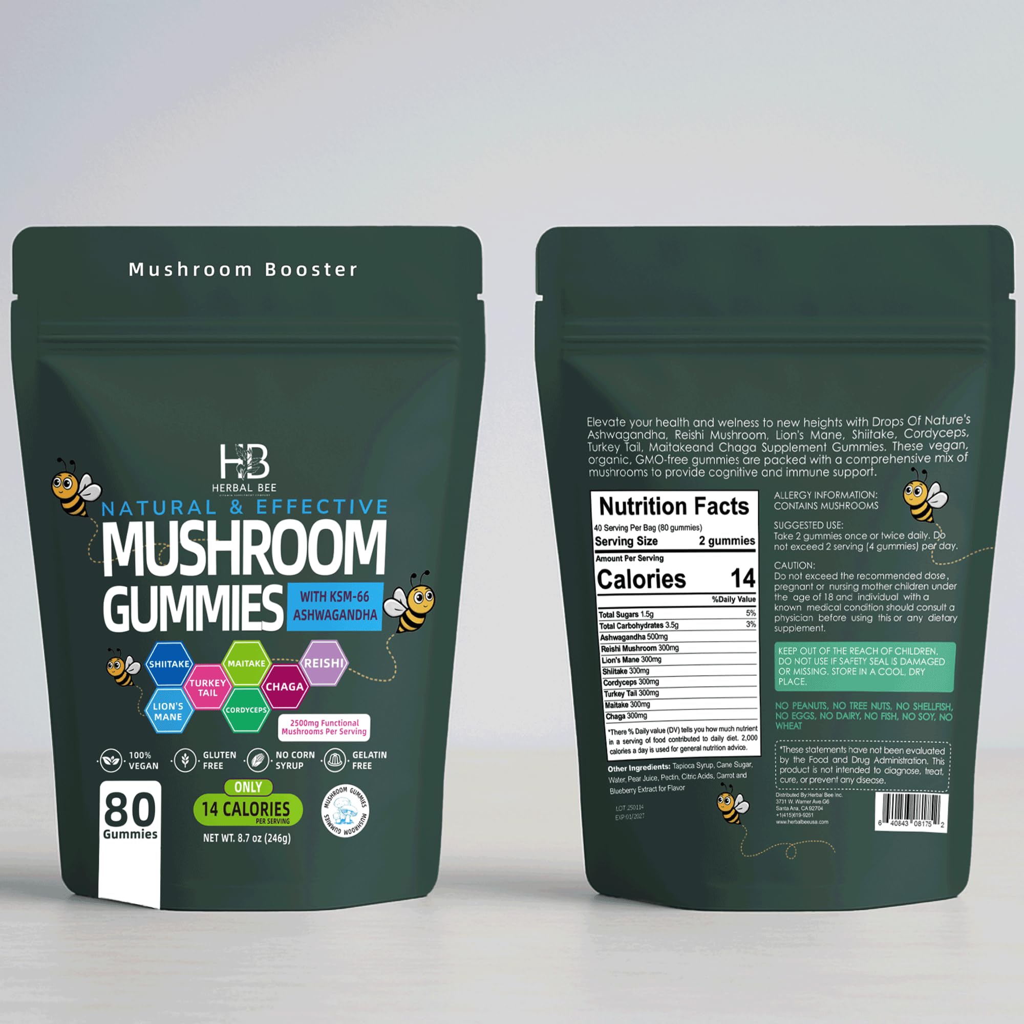 Herbal Bee gummies showing natural berry flavour