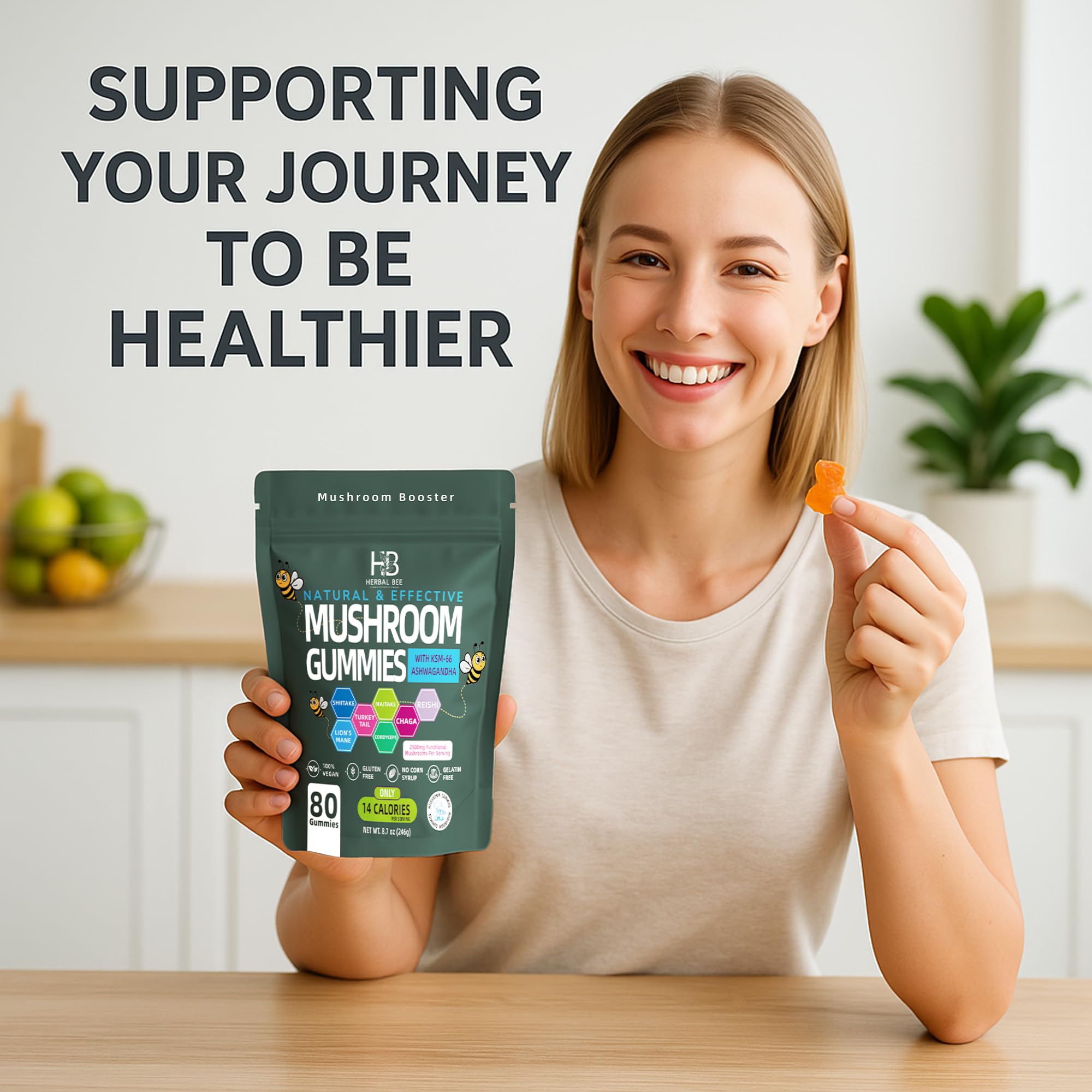 Herbal Bee gummies with Ashwagandha and mushroom blend