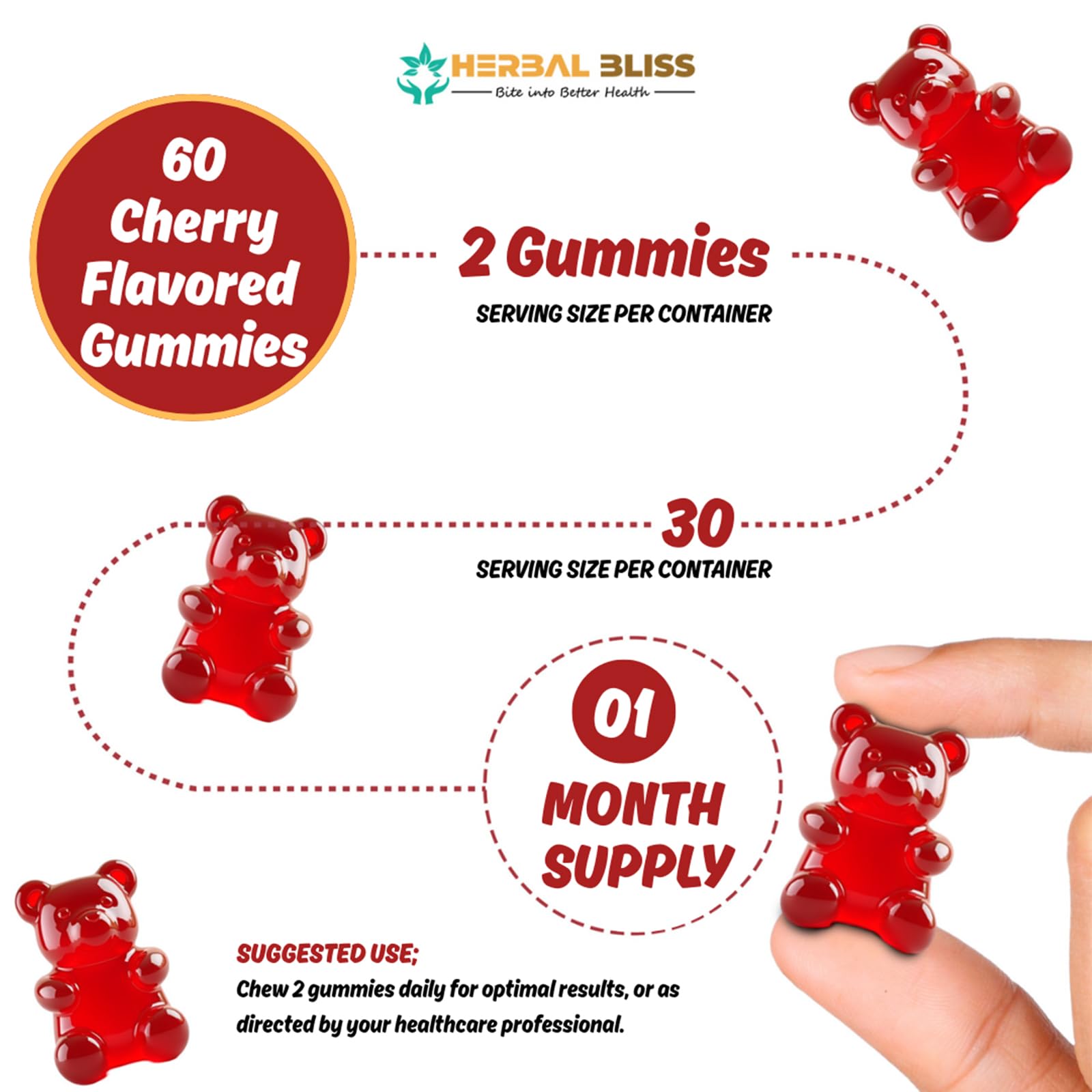 Herbal Bliss Iron Bisglycinate Gummies on a wooden table