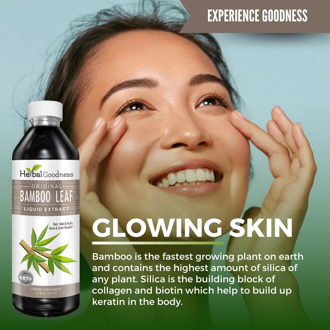 Herbal Goodness Bamboo Liquid Extract 340g bottle side view