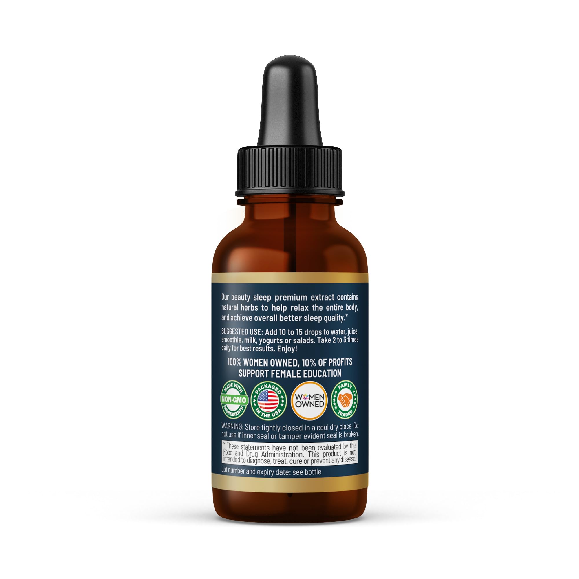 Herbal Goodness Beauty Sleep Extract 1oz with ingredients displayed