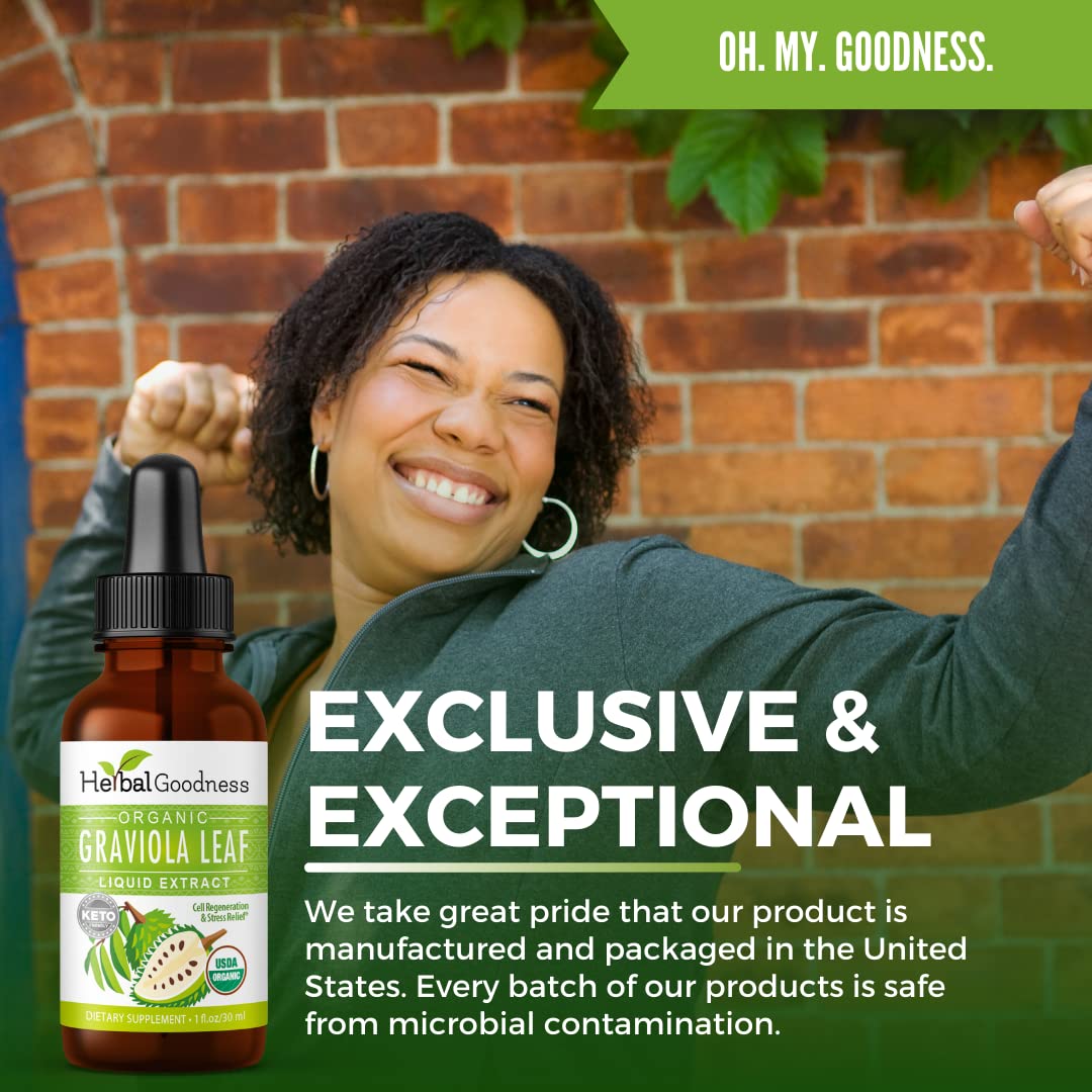 Herbal Goodness Graviola Soursop Leaf Extract 1000mg with glass of water