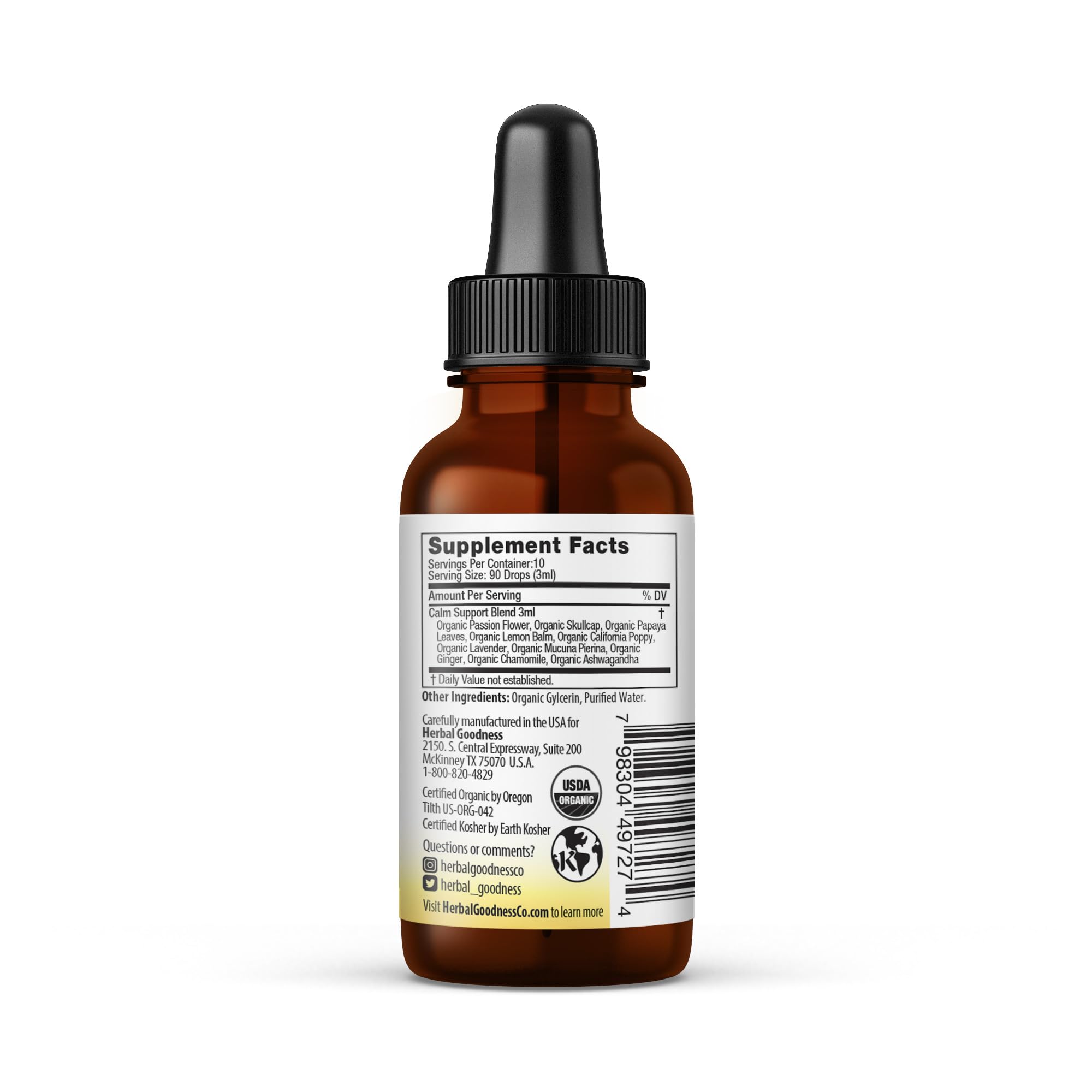 Herbal Goodness Kids Calm Syrup bottle with cap