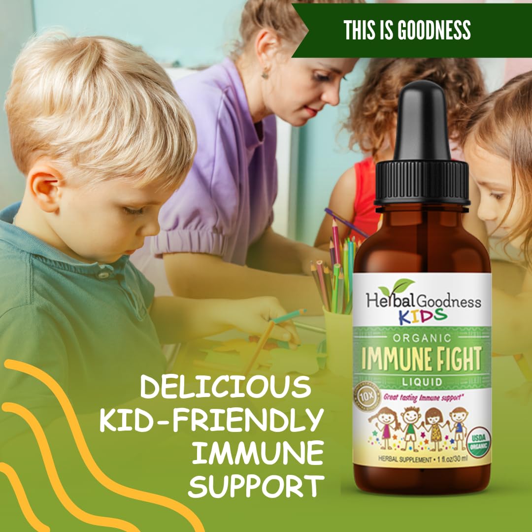 Herbal Goodness Kids daily wellness Support Liquid Supplement 28g with ingredients