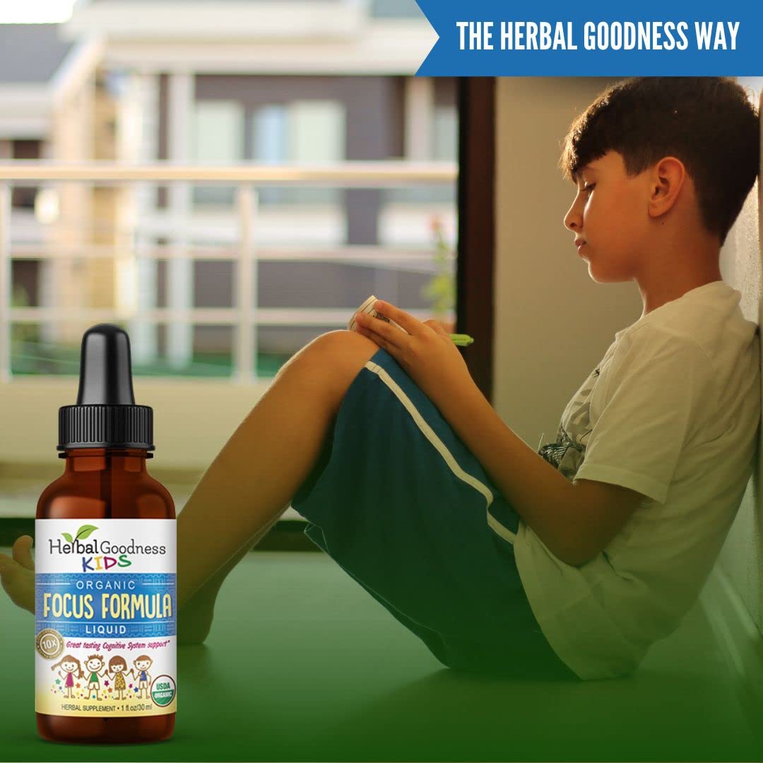 Herbal Goodness Kids Focus Formula Liquid Extract 1oz back label