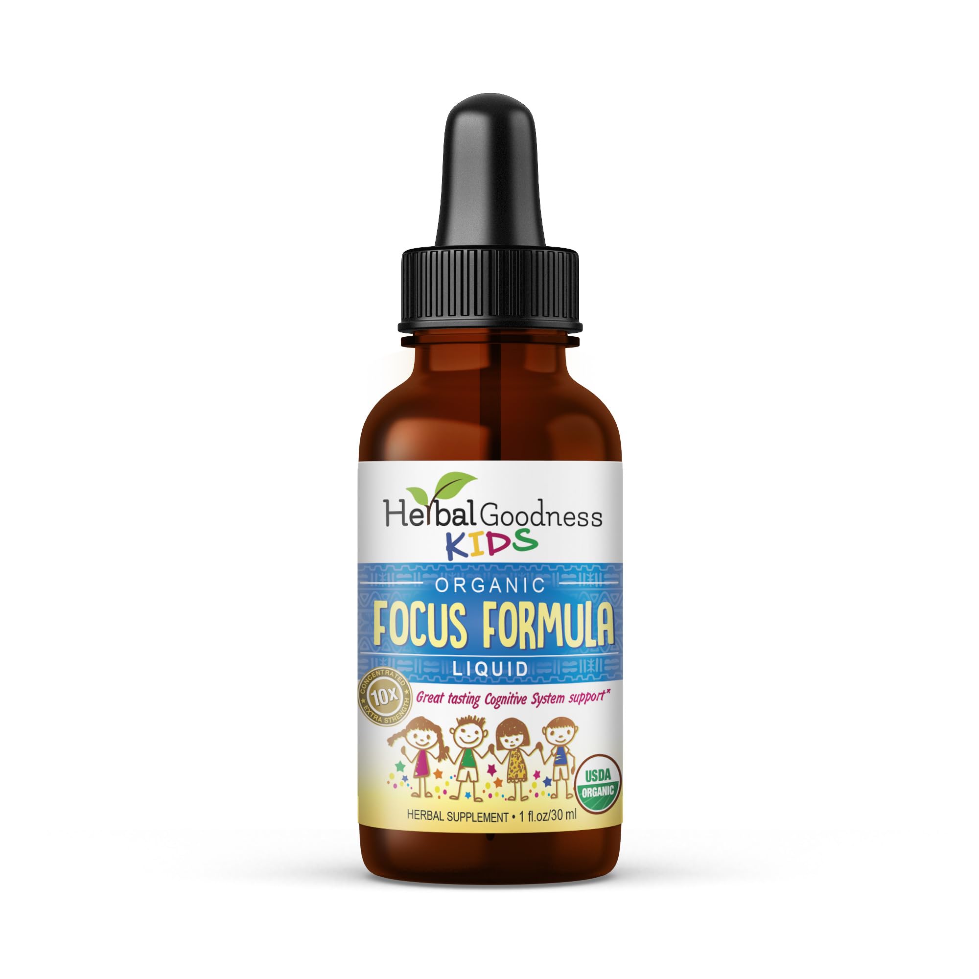 Herbal Goodness Kids Focus Formula Liquid Extract 1oz front view