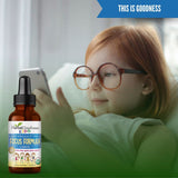 Herbal Goodness Kids Focus Formula Liquid Extract 1oz lifestyle scene with child
