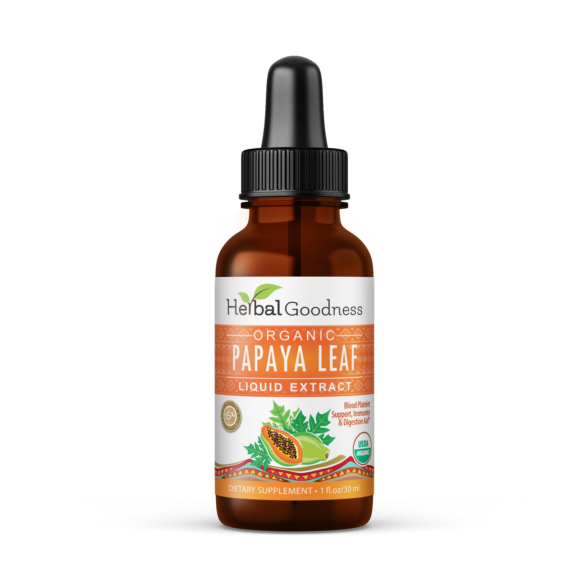 Herbal Goodness Papaya Leaf Extract 15X Concentrated 82g bottle front view