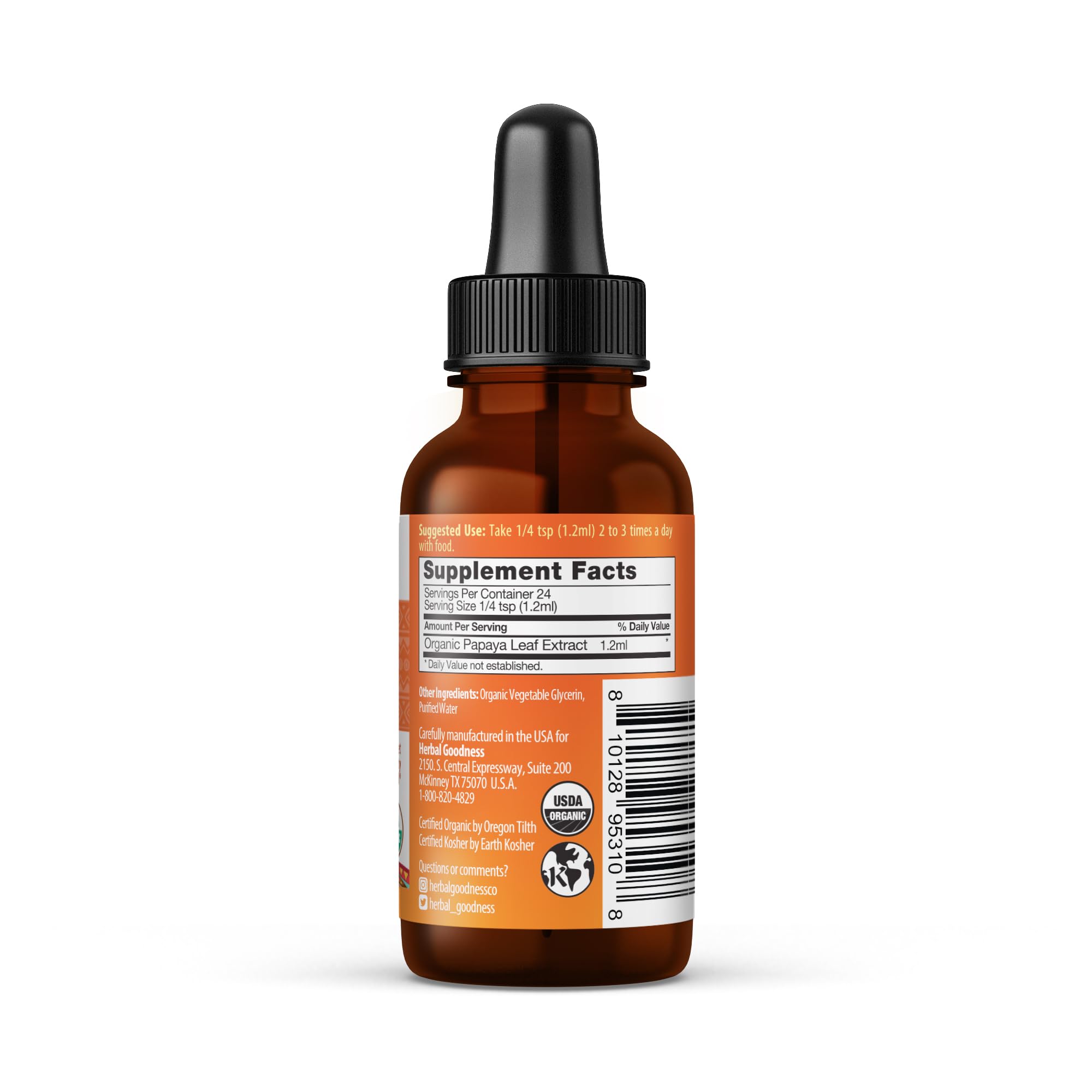 Herbal Goodness Papaya Leaf Extract 15X Concentrated 82g bottle side view