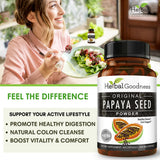 Herbal Goodness Papaya Seeds Capsules 1200mg bottle with label