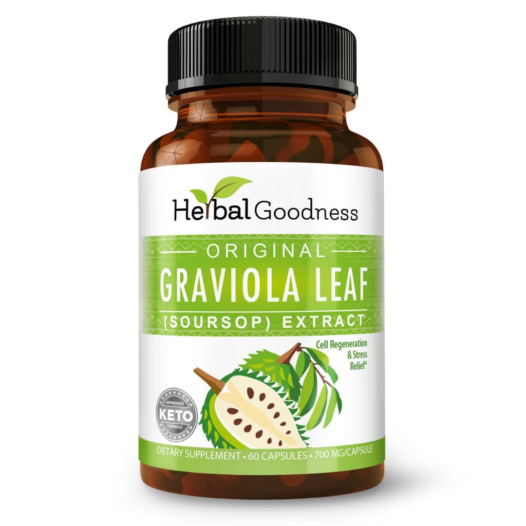 Herbal Goodness Soursop Capsules 700mg front view